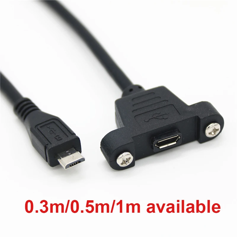 

5pin Micro USB 2,0 Тип B Мужской к женскому удлинитель зарядки и передачи данных с винтовым замком Панель крепление кабель 0,3 м/0,5 м/1 м