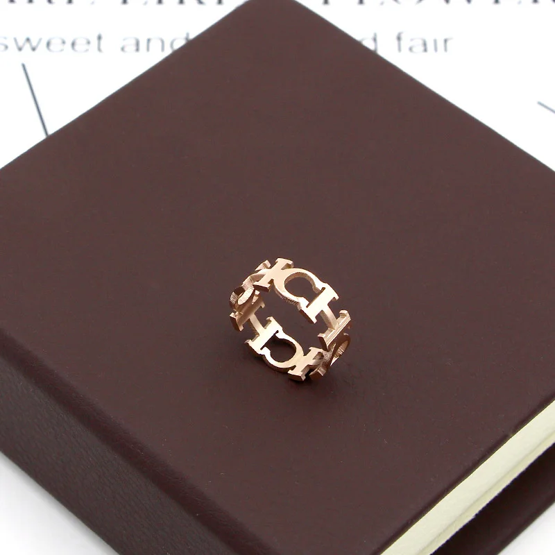 

letter stainless steel rose gold fashion ring for women Wholesale