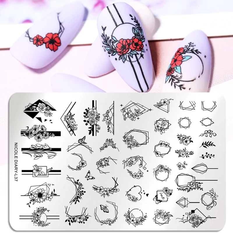 Николь дневник в виде кленового листа пластины для штамповки ногтей со снежным