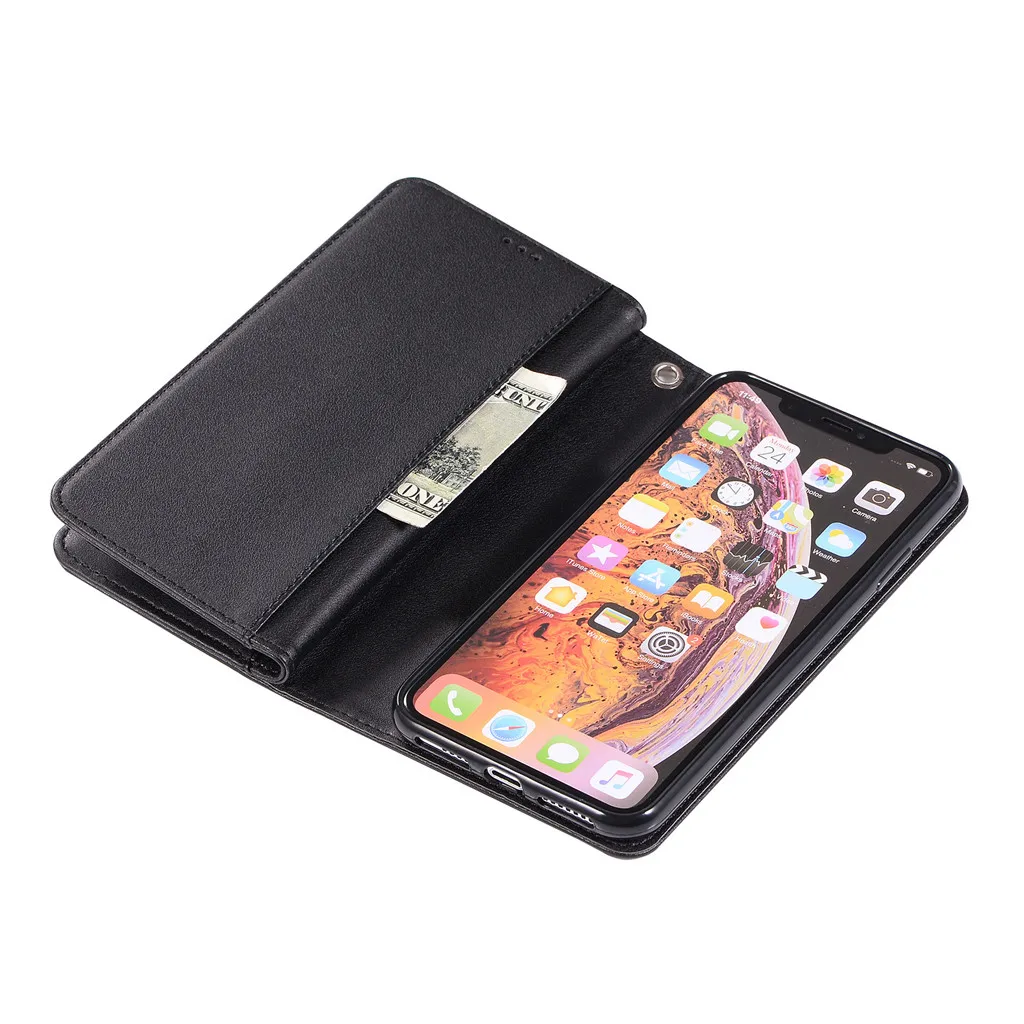 Для Iphone Xr держатель для карт на молнии блестящий кожаный чехол Кошелек складной