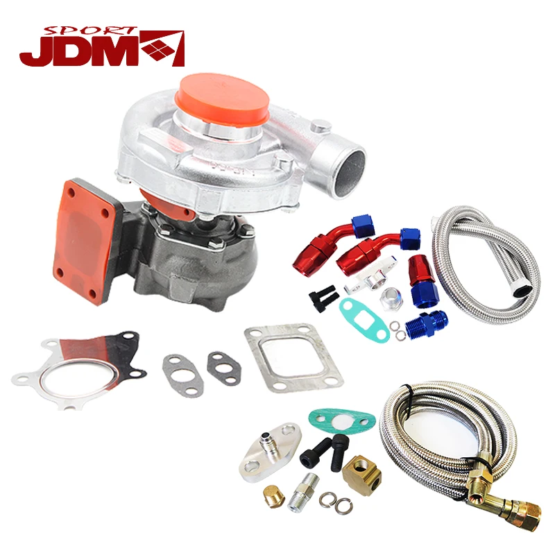 Турбокомпрессор T3/T4 450HP t3t4 Hybrid turbocharger turob charger T3 AR .63 + подача масла комплект сливных