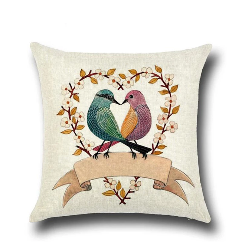 1 Pc Europe And The United States Retro Hot Tree Bird Figure Hug Pillowcase Cushion Cover To Map Custom Creative Home Gifts | Дом и сад