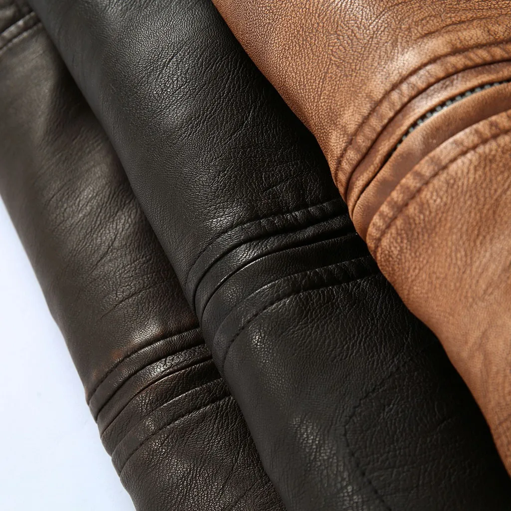 Мужские куртки и пальто Мужская зимняя кожаная куртка Байкерская мотоциклетная