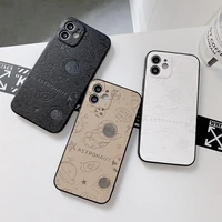 cartoon astronaut pattern phone case for iphone 11 12 13 pro max 8 7 plus x xr xs max se 2020 leather texture shockproof cover