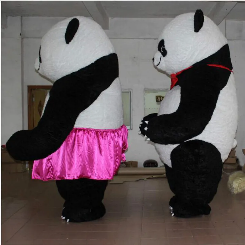 Надувной китайский костюм талисмана панды медведя костюмы для взрослых меховое
