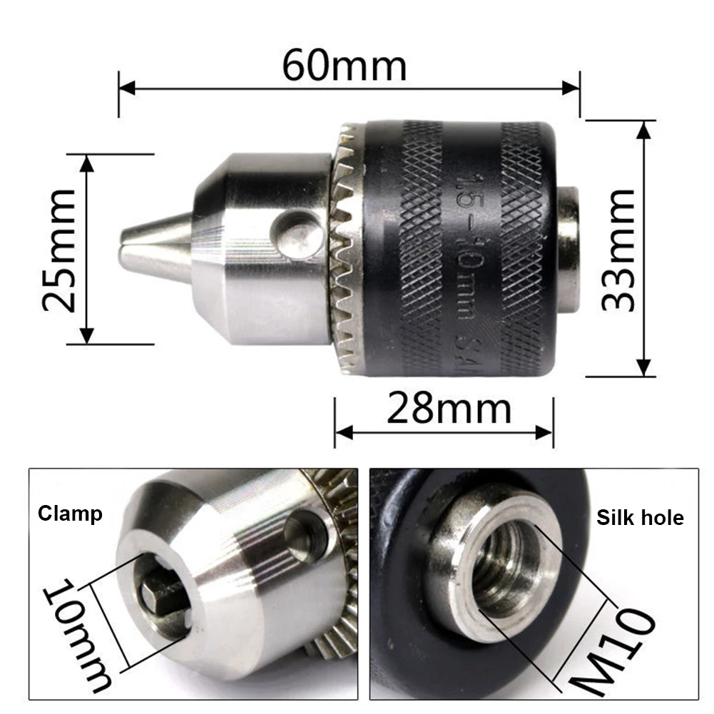 

4" Electric Angle Grinder Electric Drill Chuck 10mm Chunk Holder Drill Convert Adapter Collet 1.5 Coarse Thread Accessory Tools