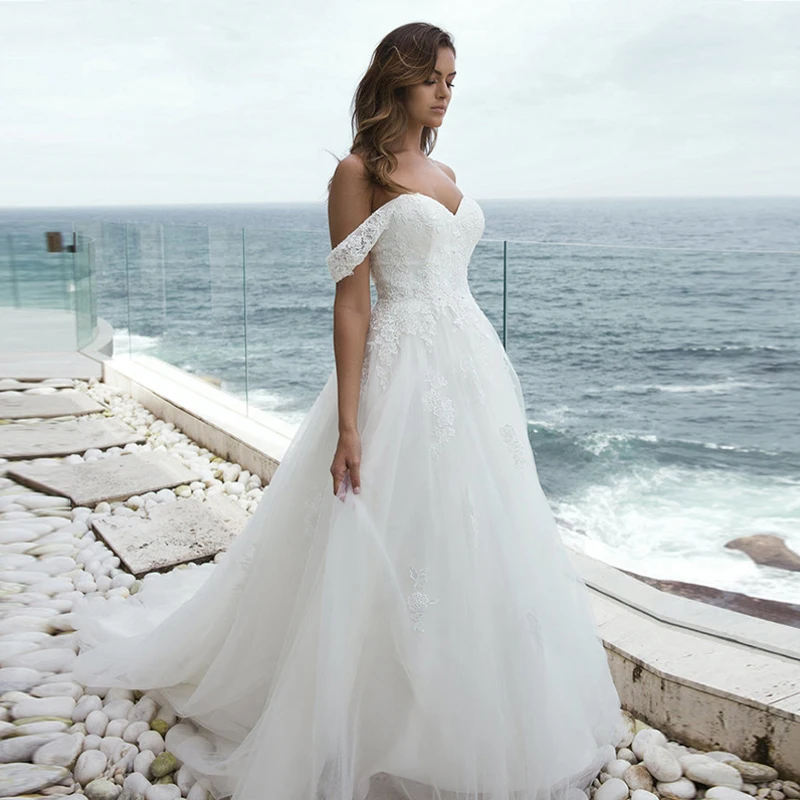 Свадебные платья LORIE с открытыми плечами 2019 кружевное свадебное платье