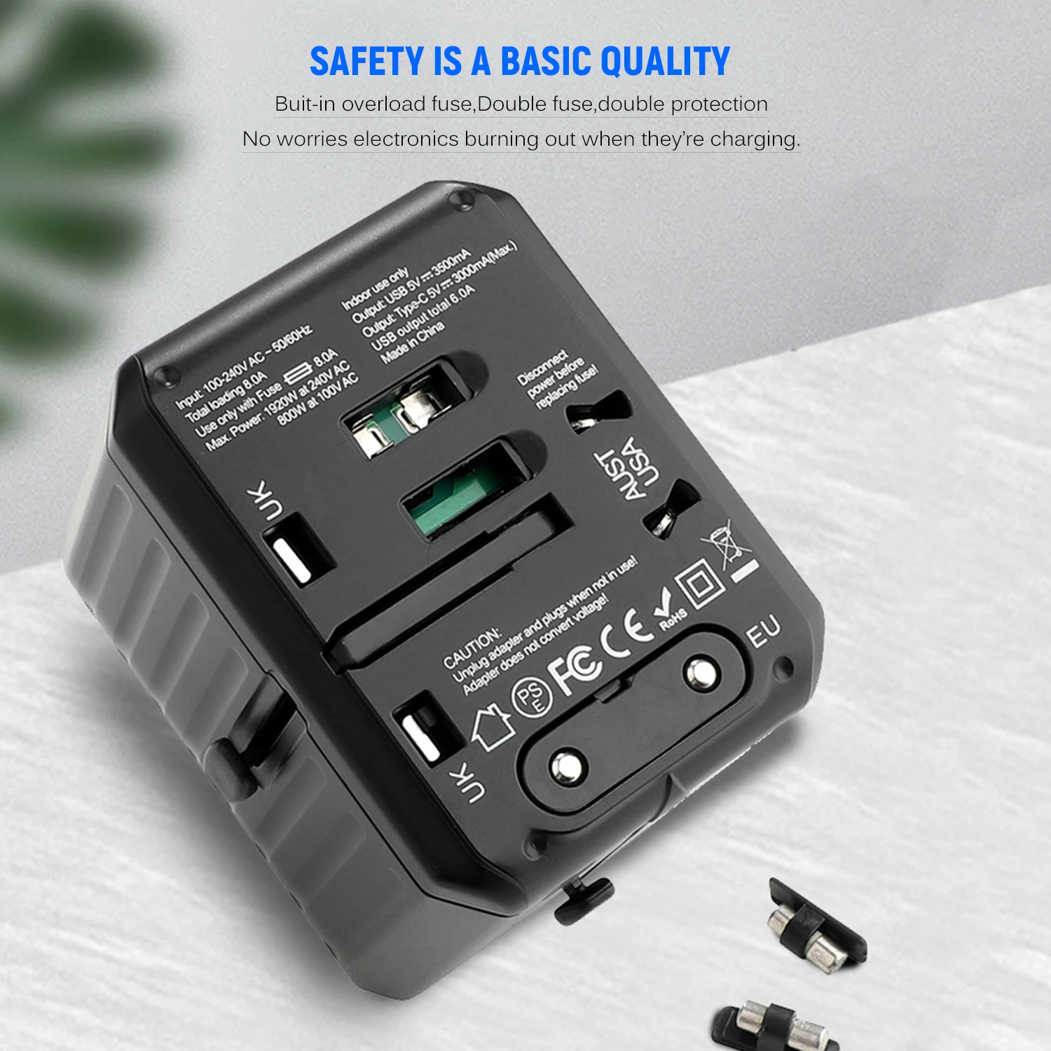 Дорожный адаптер 4 USB по всему миру Универсальный дорожный настенное зарядное