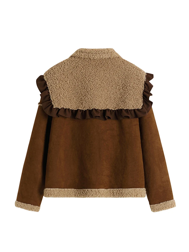 Женские винтажные замшевые меховые куртки с шалью однобортная куртка из овечьей