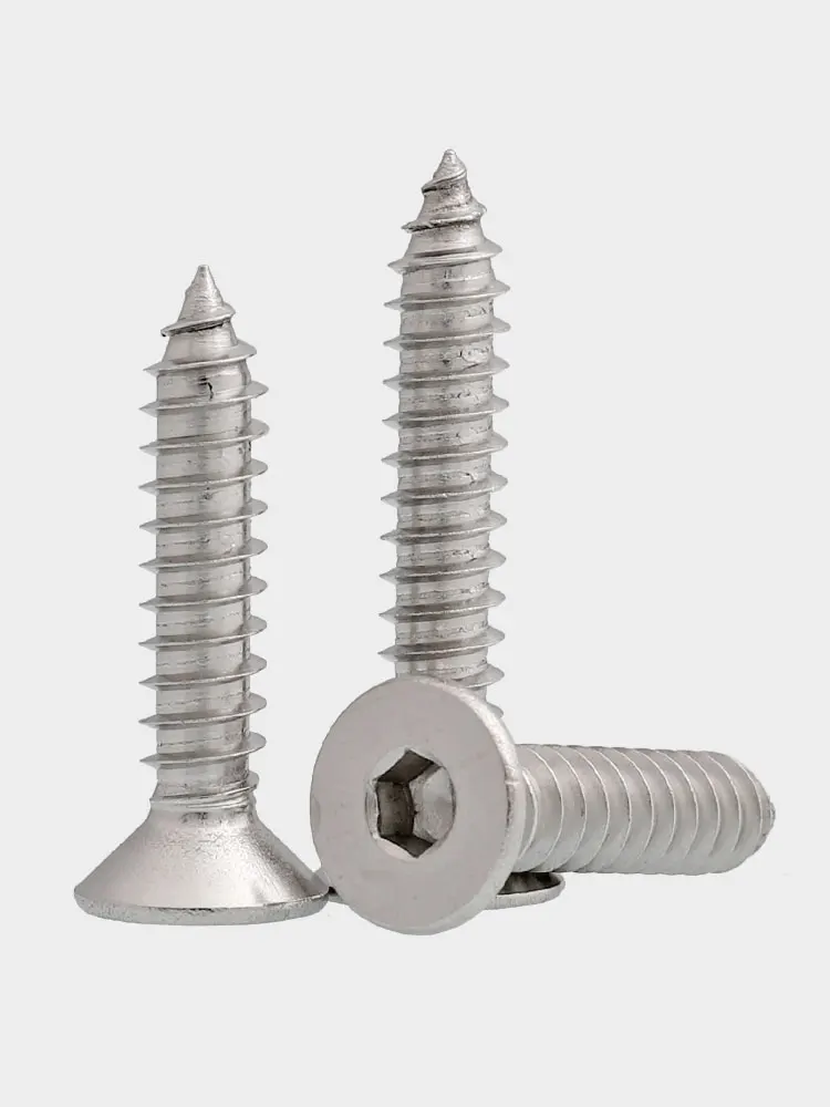 M3 M4 M5 M6 M8 304 самонарезающие шестигранные плоские потайные винты из нержавеющей