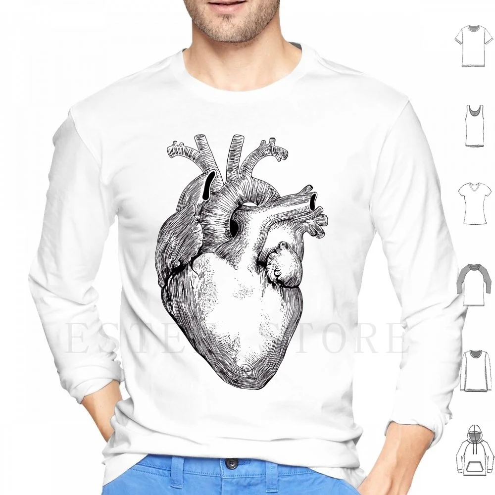 

Anatomical Heart Hoodie Long Sleeve Heart Anatomical Realistic Cardiology