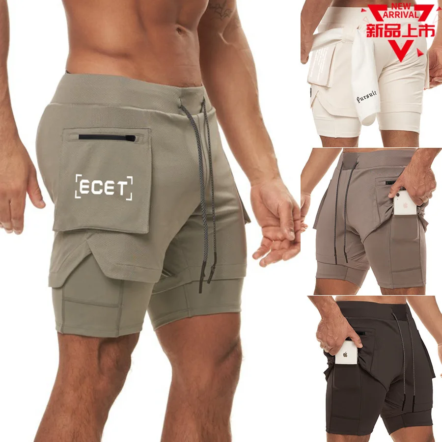 

2021 Summer New Shorts Men's Fitness Sports Running Training Double Breathable Shorts Running Mens Athletic Shorts