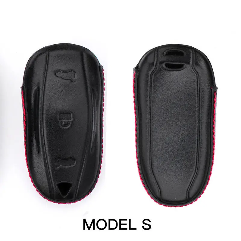 

Keychain Leather Remote Control 3 Buttons Fob Holder Cover Fit For Tesla Model X S Key Case Car Styling Smart Keys