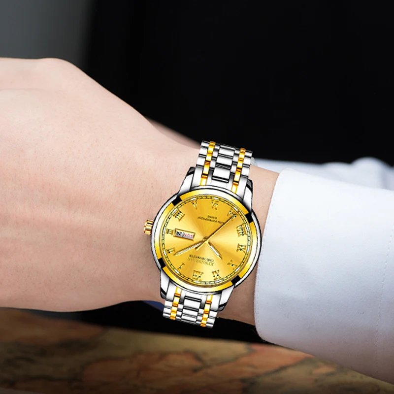 Часы наручные KN Мужские кварцевые модные брендовые Роскошные водонепроницаемые