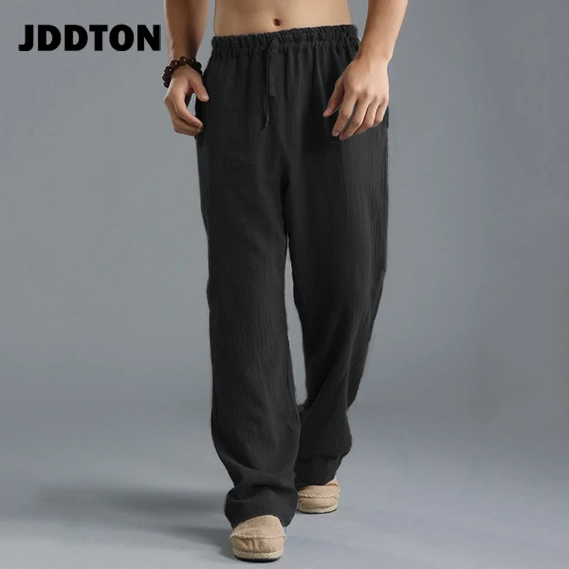 JDDTON мужские хлопковые льняные брюки тонкие эластичные дышащие повседневные