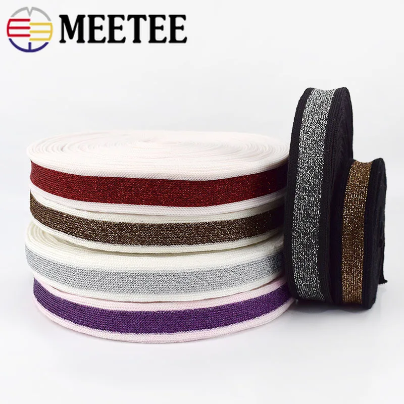 Meetee 20 м 2 см золотистые серебристые вязаные детские спортивные брюки ткань