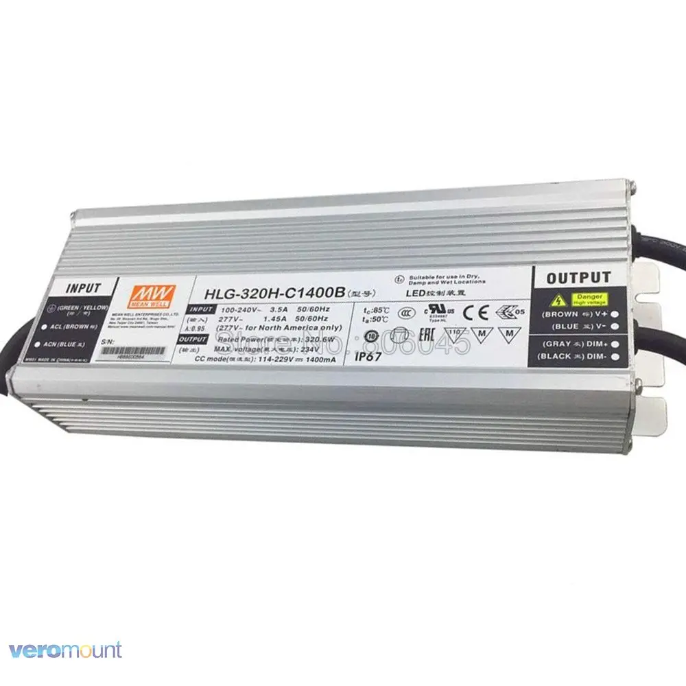 Водонепроницаемый источник питания 320 Вт с регулируемой яркостью и постоянным током для 6 светодиодов Cree COB