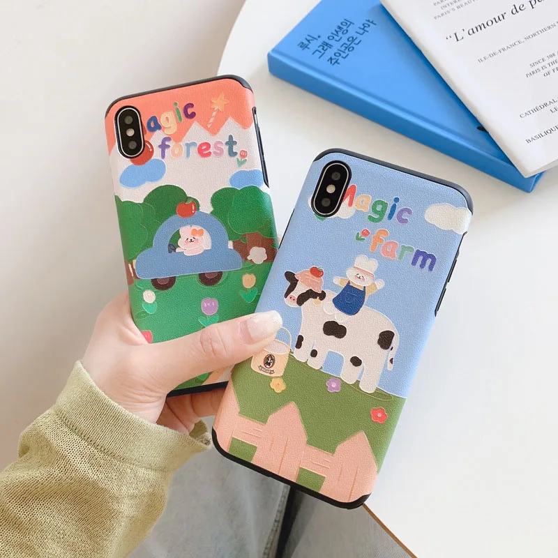 Милая мультяшная картина с кроликом телефон чехол для iPhone 6 6s 7 8 Plus X Xs XR Max мягкая