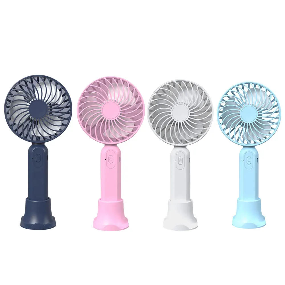 

4 Color Mini Handheld Fan Desk Pocket Fan USB Rechargeable Battery Portable Cooler With Base Speed For Travel Home Outdoor Dark