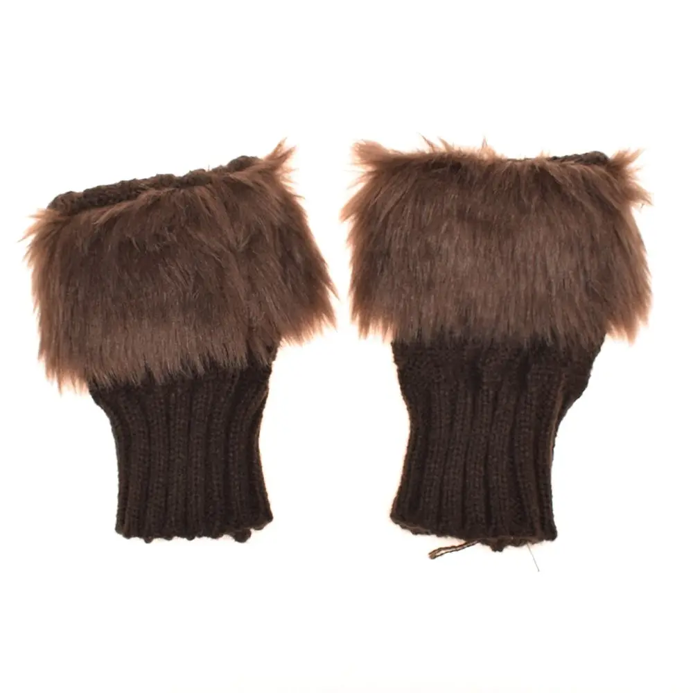 Меховые без пальцев Рукавицы женские зимние перчатки теплая шерсть вязаные с