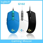 Оригинальная игровая оптическая мышь Logitech G102 LIGHTSYNCподарок G203, 8000DPI, 16,8 м, цвет под заказ, 6 кнопок, проводная, белая, Черная