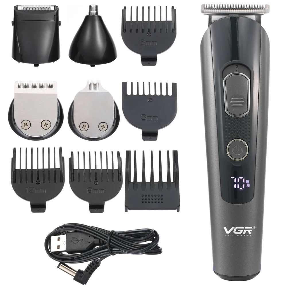 

VGR Hair Clipper Barber Hair Trimmer Electric Clipper Razor Shaver Beard Trimmer Men Shaving Machine Cutting Nose Trimmer