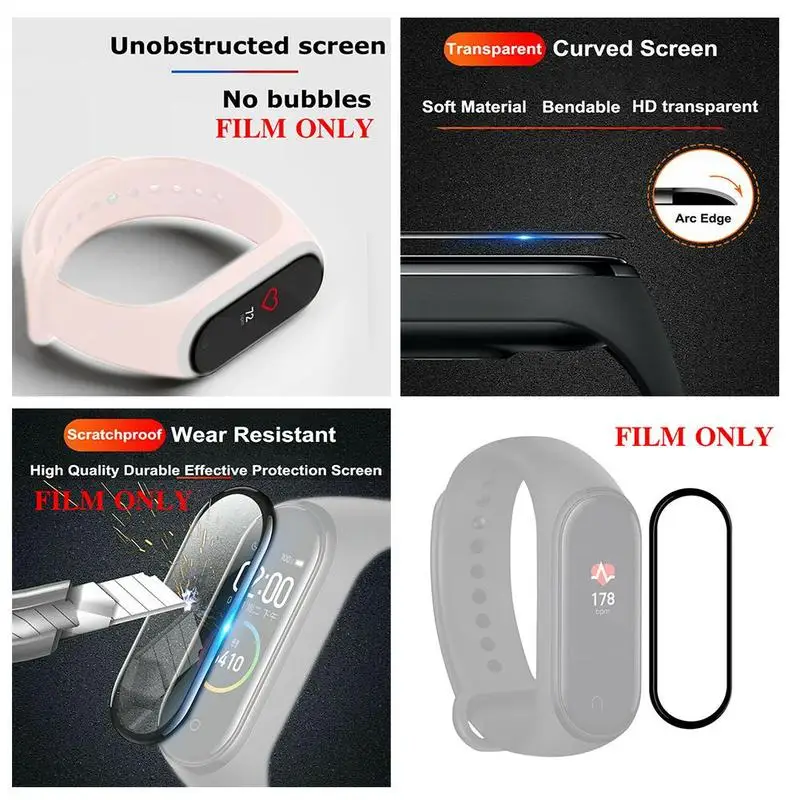 

For Xiaomi Mi Band 5 Protective Film Smart Watch Film Full 3D Flexible Screen HD Tempered Soft Curved H8I8