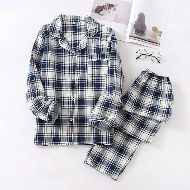 Women's Pajamas Set Summer 100% Cotton Sleepwear Set Home Suit for Spring women pajama sets Thin Long-sleeved Pants