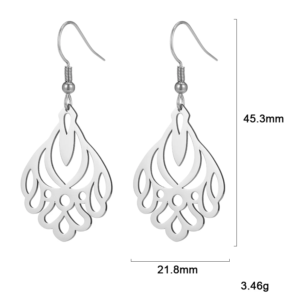 

Lucktune Vintage Ethnic Flower Dangle Earrings Stainless Steel Pendant Drop Earrings Hook Jewelry Gifts For Women Personality
