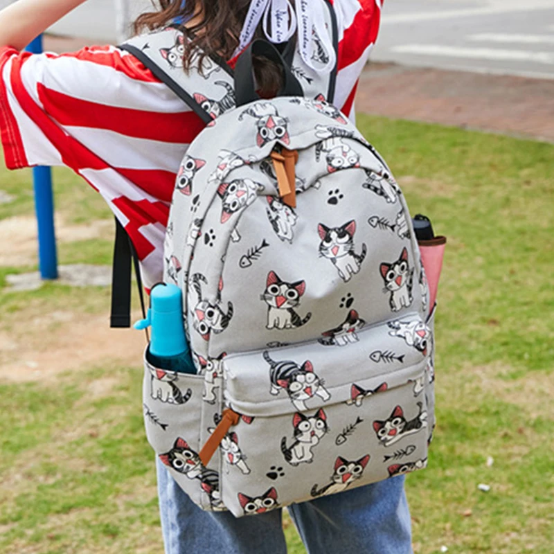 Холщовый школьный рюкзак с принтом для девочек-подростков дорожные женские