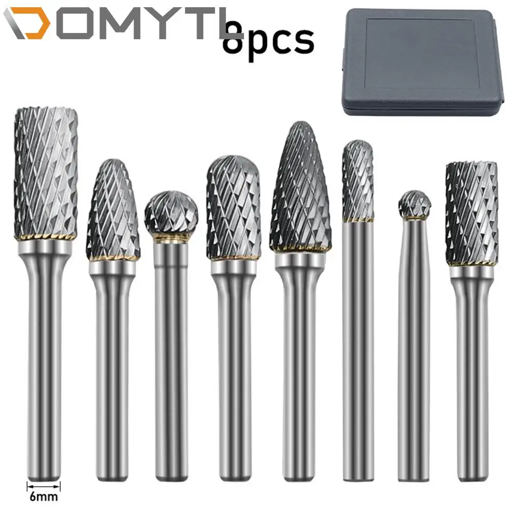 

8Pcs Of Double Groove Rotary File Tungsten Steel Milling Cutter Grinding Head Carbide Double Grain Rotary File Hand Tool