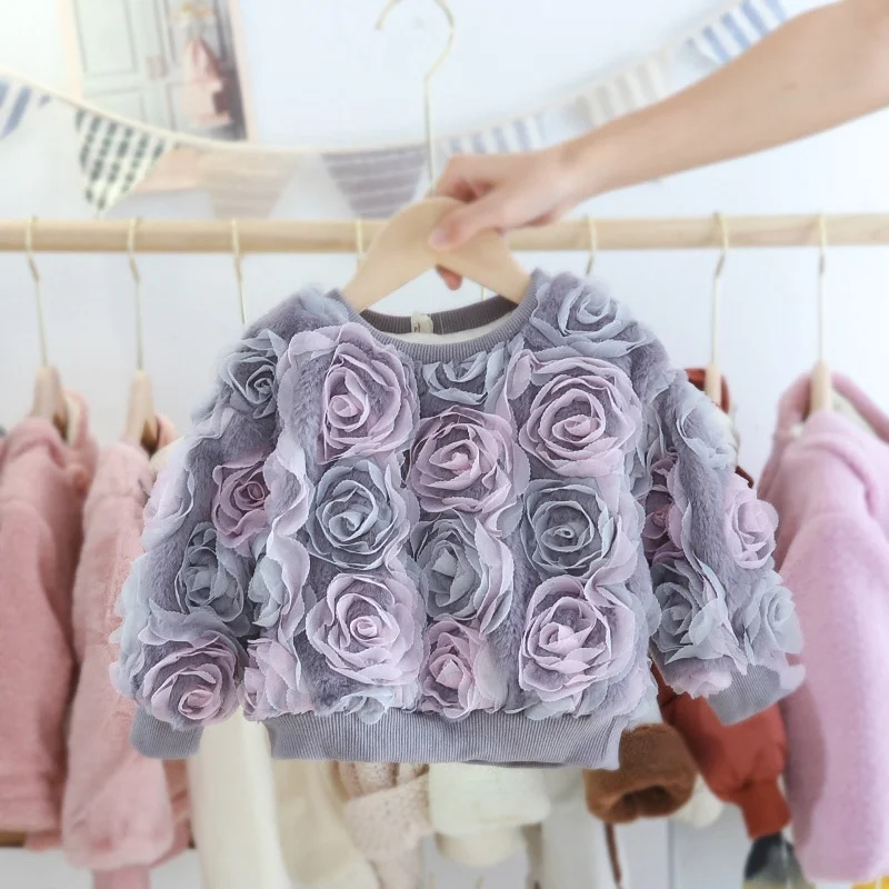 Теплый зимний свитер для маленьких девочек бархатный утепленный пуловер с
