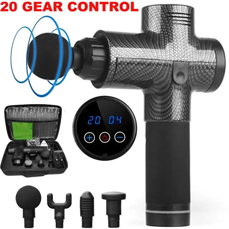 4000r/min Carbon-fiber Electric Muscle Massage Gun Deep Tissue Massage Therapy Body Shaping Muscle Relaxation Equipment with Bag