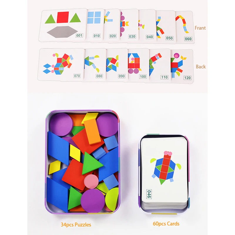 Wooden Pattern Animals Jigsaw Puzzle Sorting and Stacking Games Early Education Toys for Toddlers Color Cartoon Animal Patchwork | Игрушки и