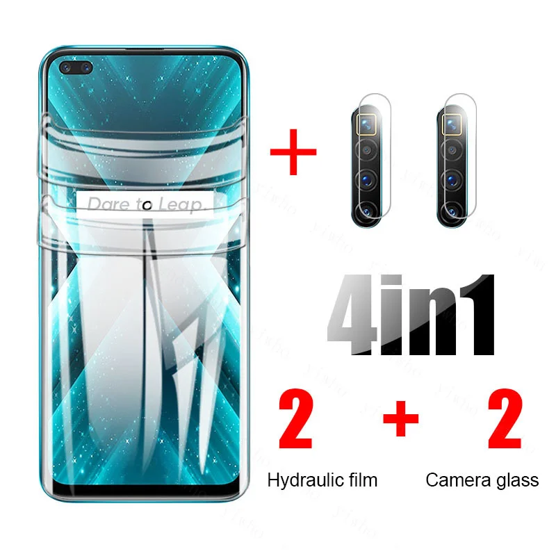

4-in-1 Hydrogel Film on Realme X3 protective film For OPPO Realme X3 SuperZoom RMX2086 screen protector film safety not glass