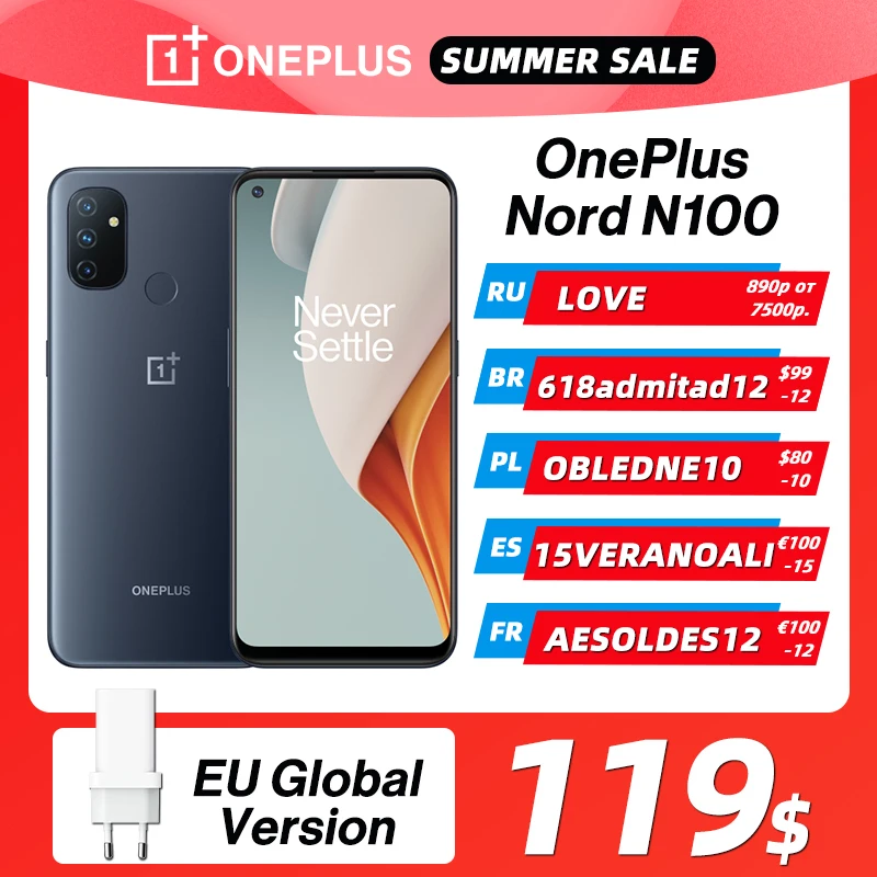 Global Version OnePlus Nord N100 Smartphone 4GB 64GB 90Hz 6.52'' Display 13MP Triple Cameras 18W 5000mAh OnePlus Official Store