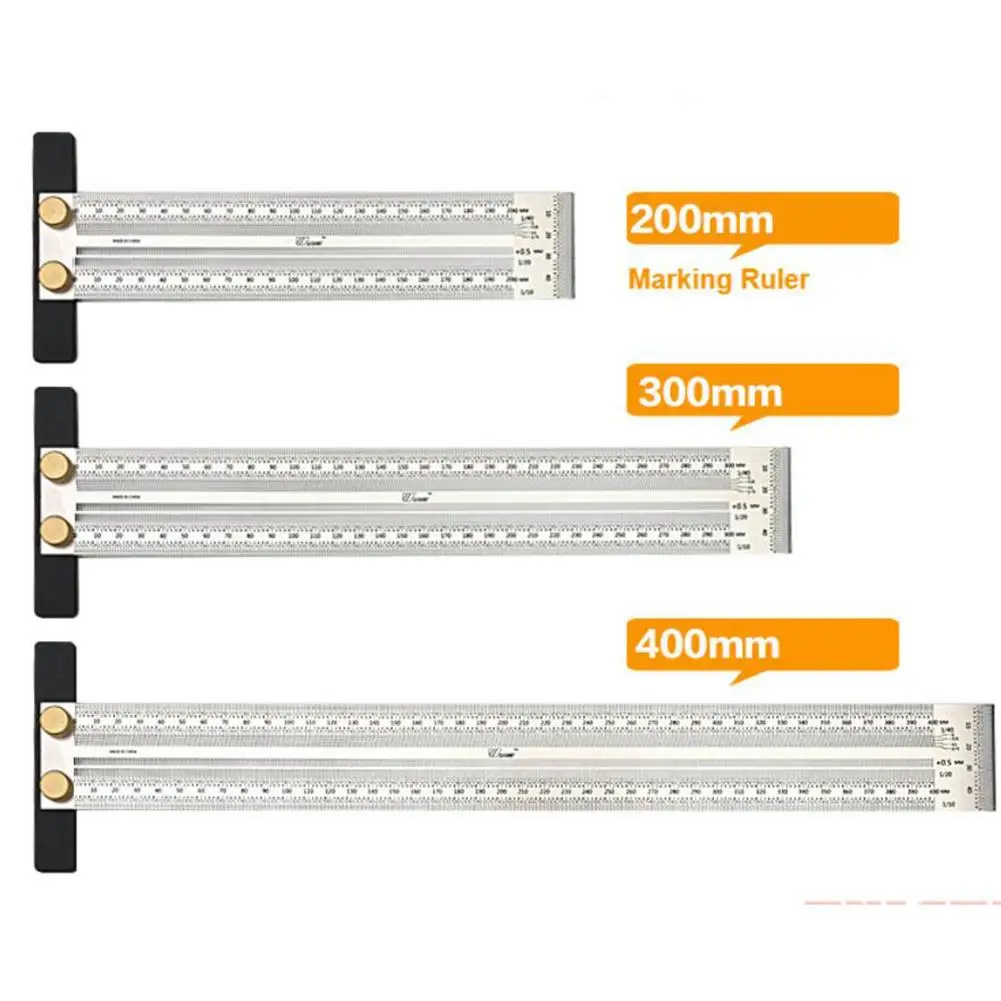 

Scale Ruler T-type Hole Ruler Stainless Woodworking Scribing Mark Line Gauge Carpenter Measuring Tool