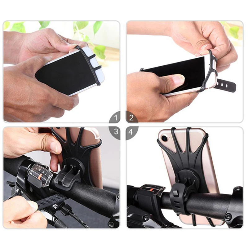 rotating silicone bicycle bike mobile phone holder motorcycle phone holder for iphone 11 12 samsung auti slip bike stand holder free global shipping
