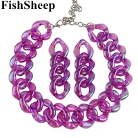 fishsheep transparent colorful acrylic choker necklace for women trendy long chunky chain link collar necklaces 2021 new fashion