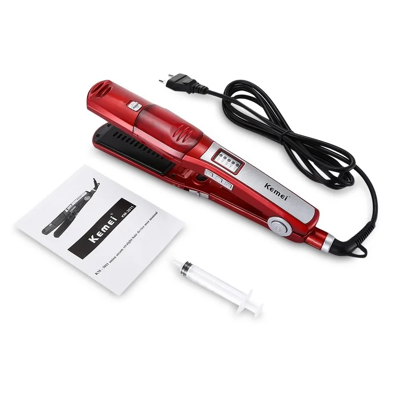 

Kemei Professional Flat Iron Hair Straightener Electric Hair Steam Comb Straightening Hair Irons Straight Temperature Display