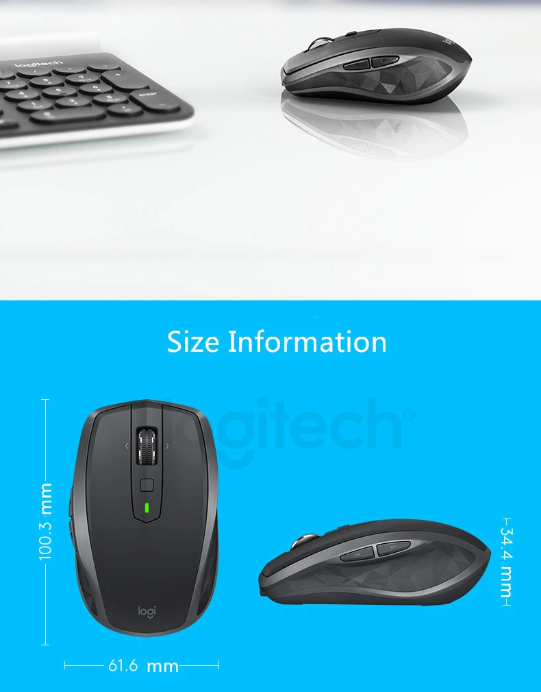 Logitech MX в любом месте 2S 2,4 ГГц Беспроводной Мышь 4000 Точек на дюйм Перезаряжаемые Bluetooth игровой мыши Двойное Подключение Мышь мульти-устройства Топ