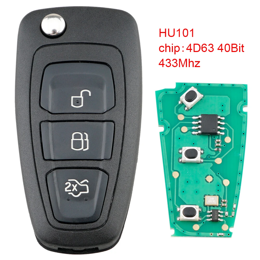 433 МГц 3 кнопки флип без ключа брелок для дистанционного автомобиля замена 4D63 40