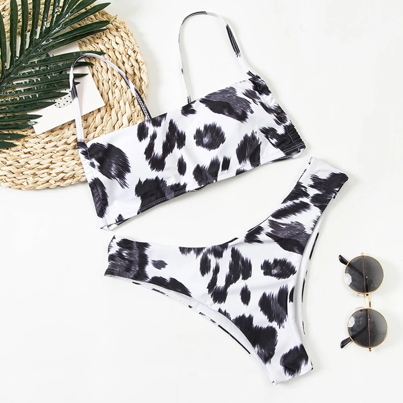 

Fors Micro bikini set High cut swimwear women Leopard print swimsuit female Sexy bikini 2020 Bandeau bathing suit Beach wear new