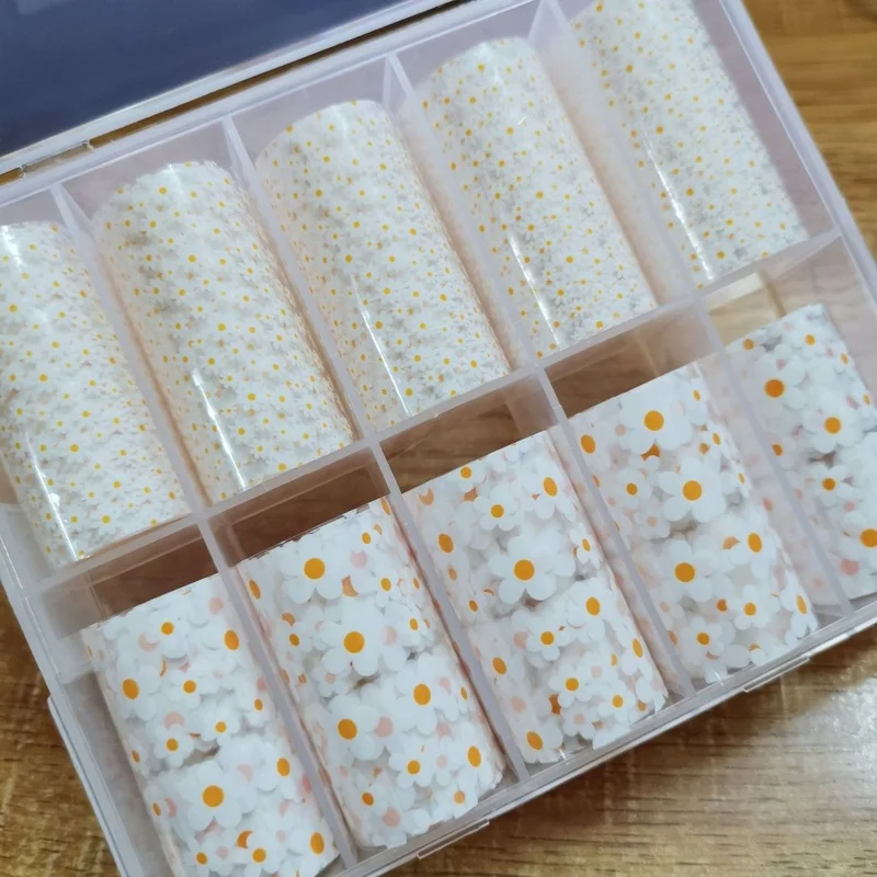 10 Rolls 4x100cm Floral Nail Art Foil Simple Design Transfer Sticker Decal For Flower Image Wraps Decoration | Красота и здоровье