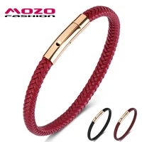fashion bangle hot sale men charm bracelets red leather rope mixed braided simple style punk woman classic jewelry