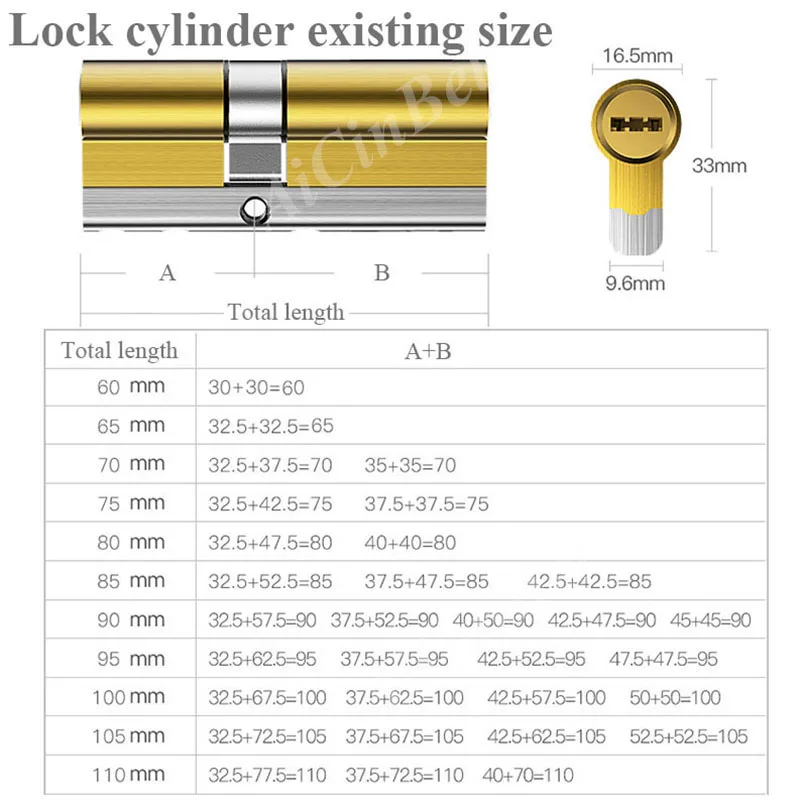 Дверной замок латунный цилиндр с двойным открытым боковым лезвием