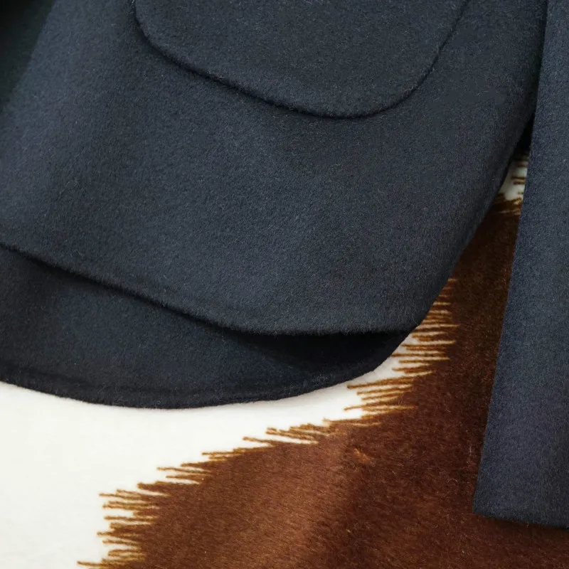 

Wool Blends Women Regular Thicker Black Pocket Plus Size 3XL Womens Loose All-match Outwear Chic Fashion Casual Winter Overcoat