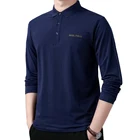 Рубашка-поло мужская с длинным рукавом, хлопок, деловая Повседневная однотонная, весна-осень