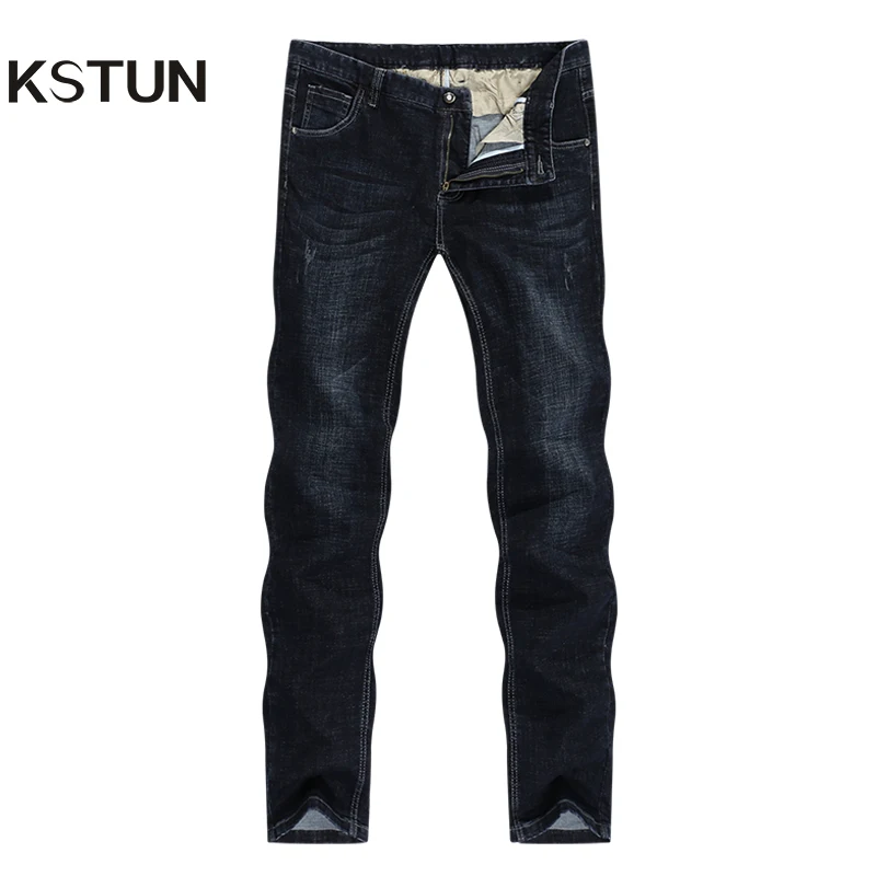 Мужские классические джинсы KSTUN черные повседневные прямого покроя Стрейчевые