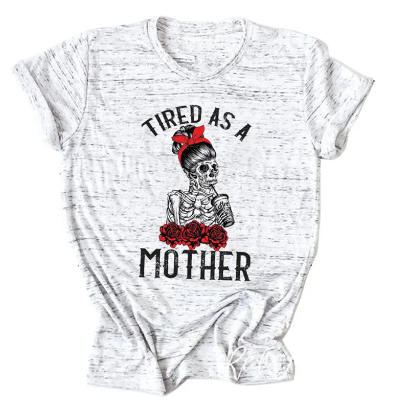 

Women Skull Mother Hipster Tee Graphics Letters Crew Neck Casual Slogan Short Sleeve Aesthetic Summer Soft Trendy Top T-Shirt